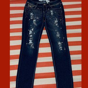 Embroidered Stretch Black Jeans